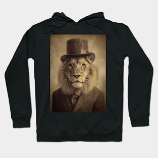 Vintage Lion in Suit and Hat Hoodie